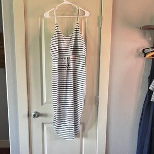 Cupshe Black and White Striped Midi Dress